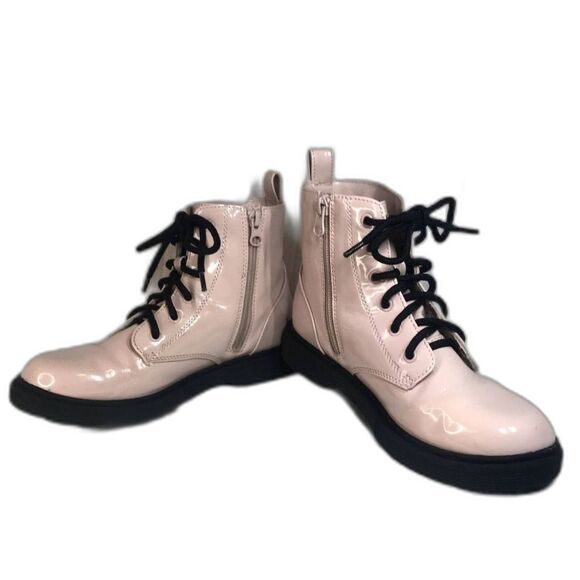 Art Class Boots Girls Sz 4 Pink patten leather boots with black laces Blk /Soles - Picture 3 of 11